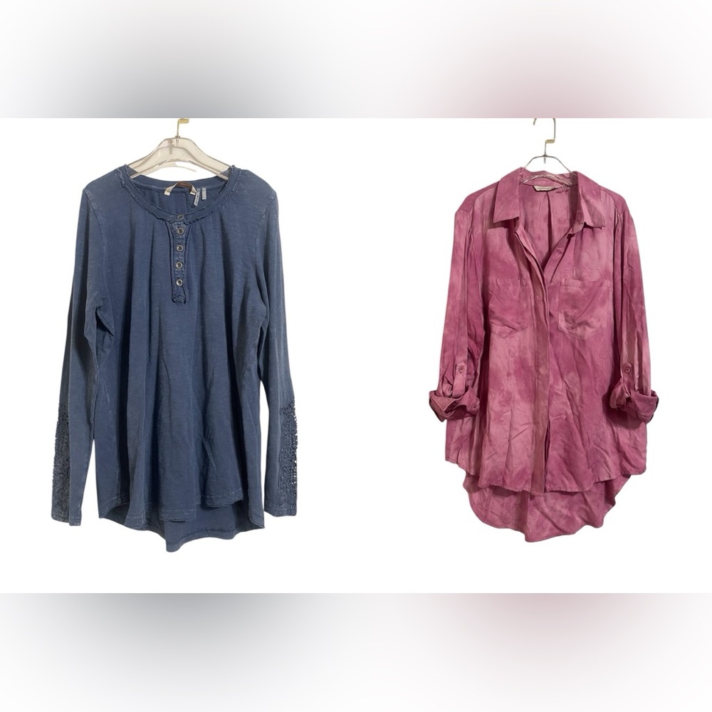 Soft Surroundings Pink & Blue Blouse Top Bundle